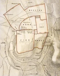 Bykort over det antikke Jerusalem, fra «The Citizen